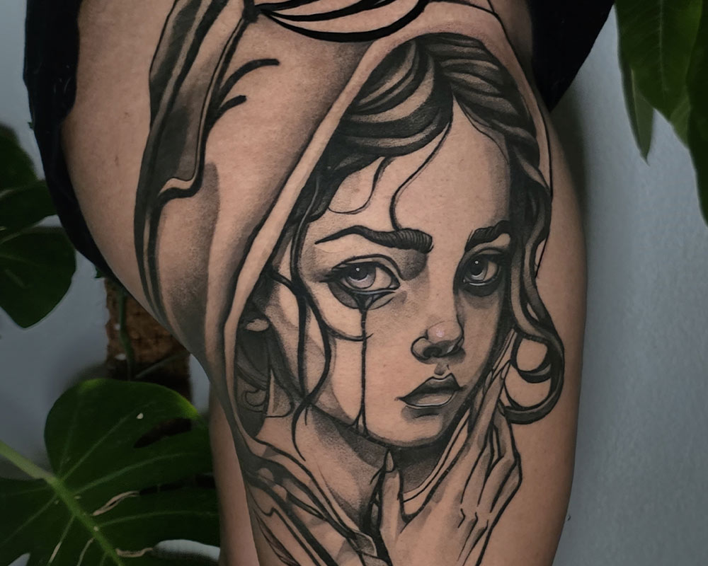 Black & grey y retrato — Tattoo Shop Company Cancún